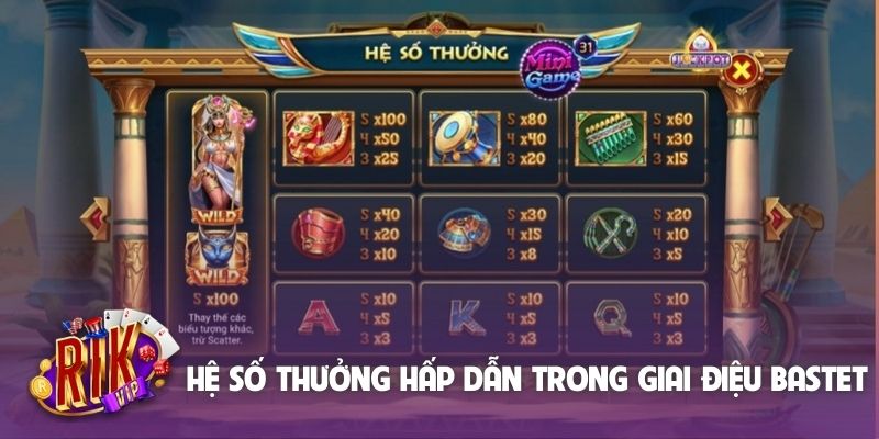 Hệ số thưởng hấp dẫn trong nổ hũ giai điệu Bastet