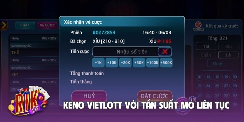 Keno Vietlott với tần suất mở thưởng liên tục