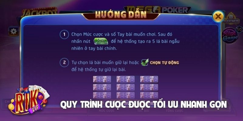 Quy trình cược được tối ưu nhanh gọn, đơn giản