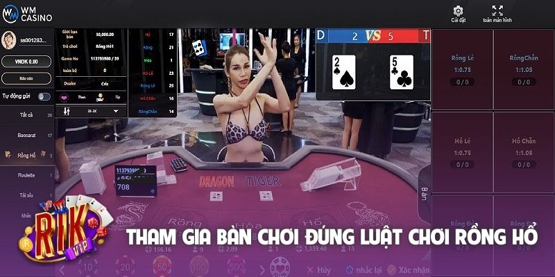 Tham gia bàn chơi đúng luật chơi Rồng Hổ